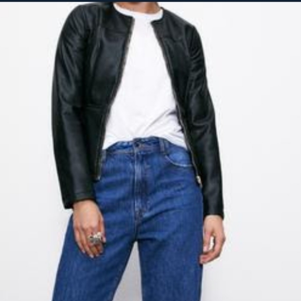 Zara Black Faux Leather Women's Jacket - Small